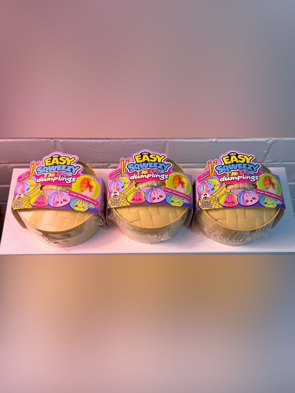ORB Easy Squeezy Tie Dye Dumplings Lot of 3 NEW Marshmallow Squishy Sensory Toy